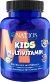 NATIOS Kids Multivitamin, 21 vitamínů a minerálů, 180 jahodových cucacích tabletek